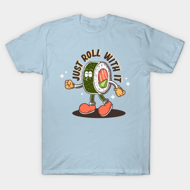 sushi  roll retro cartoon T-Shirt by Rantang Kecil